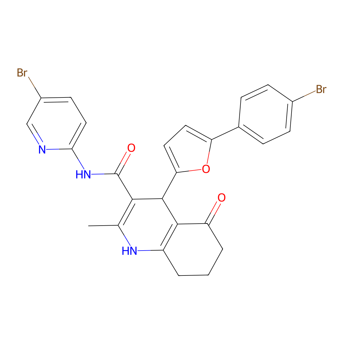 4-[5-(4-bromophenyl)furan-2-yl]-N-(5-bromopyridin-2-yl)-2-methyl-5-oxo-4,6,7,8-tetrahydro-1H-quinoline-3-carboxamide molecular structure, CAS 444909-35-7