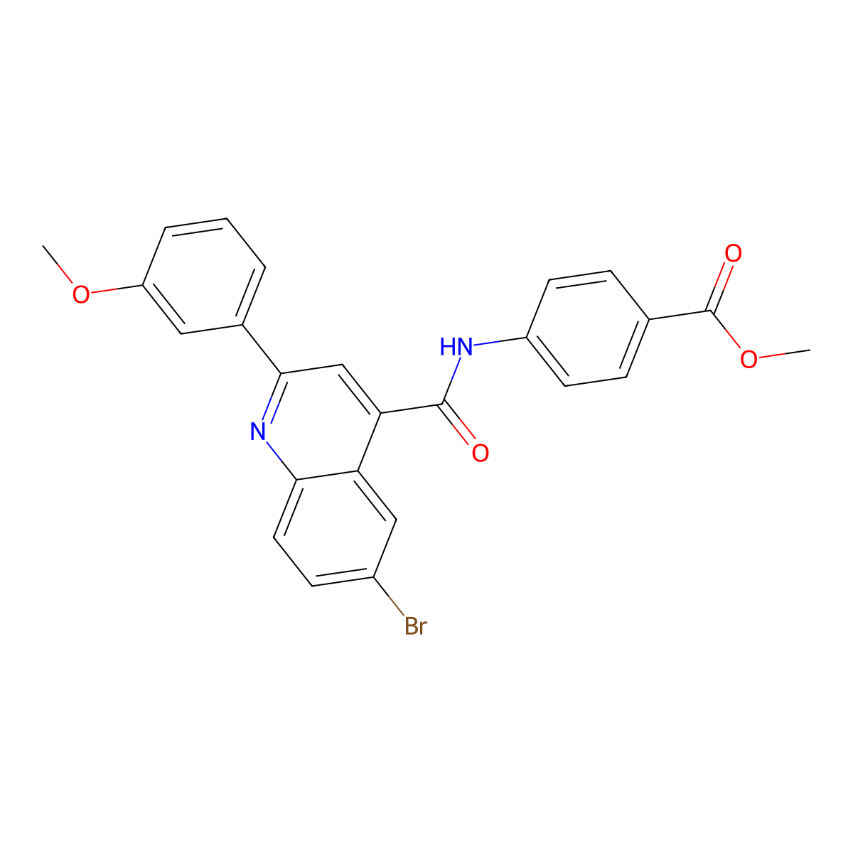 Methyl 4-[[6-bromo-2-(3-methoxyphenyl)quinoline-4-carbonyl]amino]benzoate molecular structure, CAS 444909-40-4