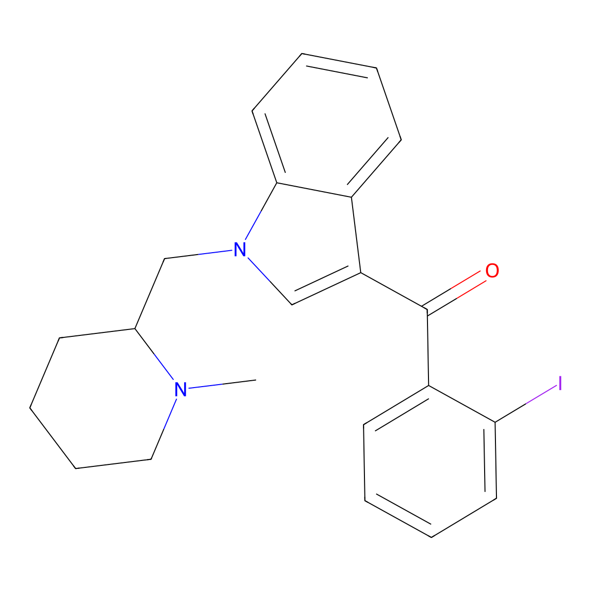 1-((N-Methyl-2-piperidinyl)methyl)-3-(2-iodobenzoyl)-1H-indole molecular structure, CAS 444912-75-8