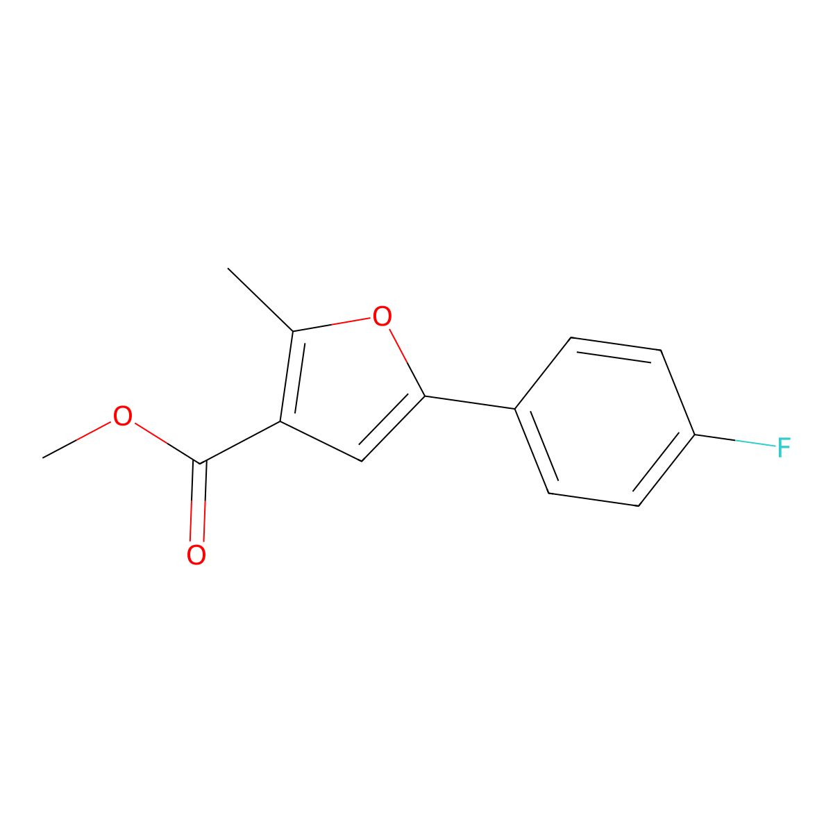 Methyl 5-(4-fluorophenyl)-2-methylfuran-3-carboxylate molecular structure, CAS 444914-29-8