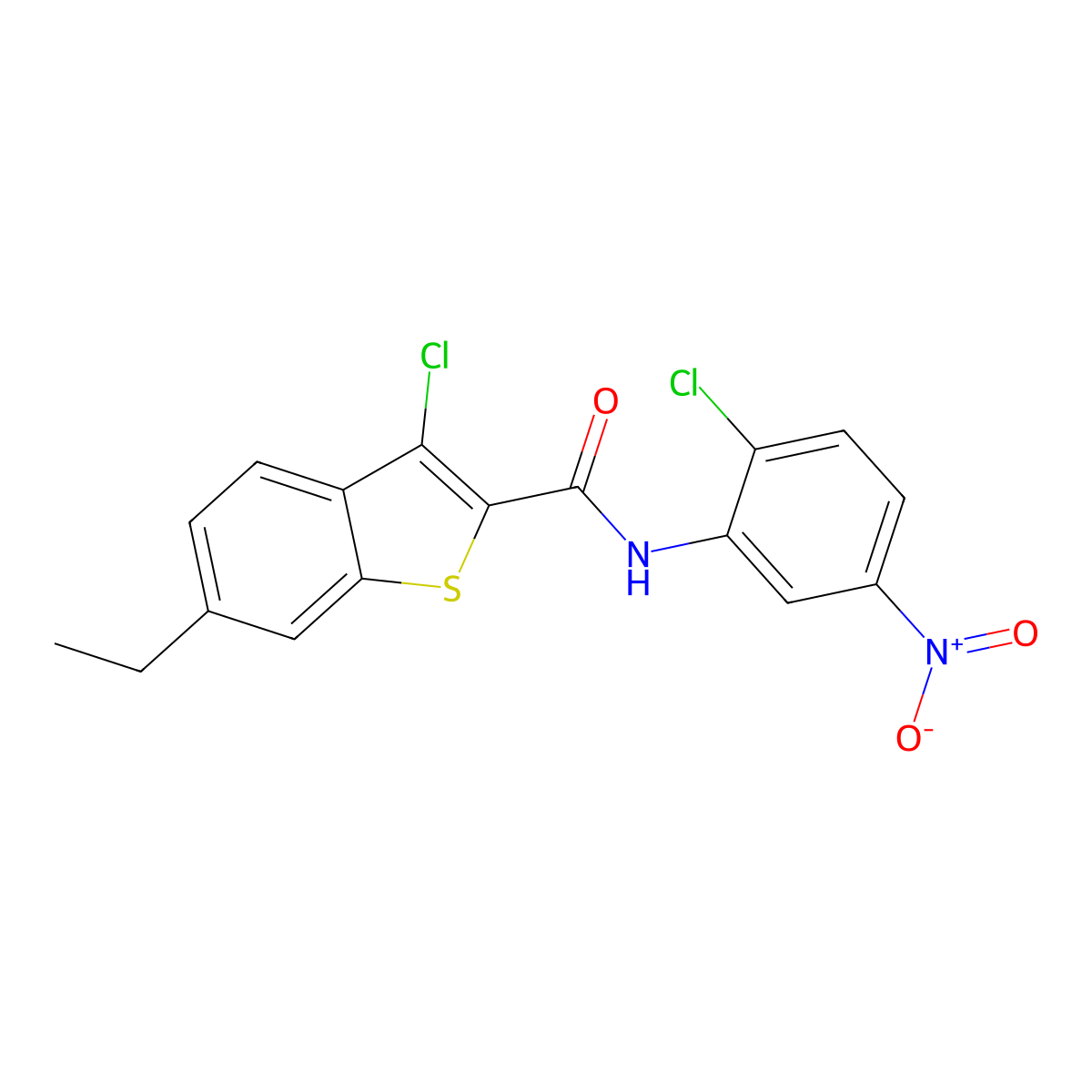 3-chloro-N-{2-chloro-5-nitrophenyl}-6-ethyl-1-benzothiophene-2-carboxamide molecular structure, CAS 444923-22-2