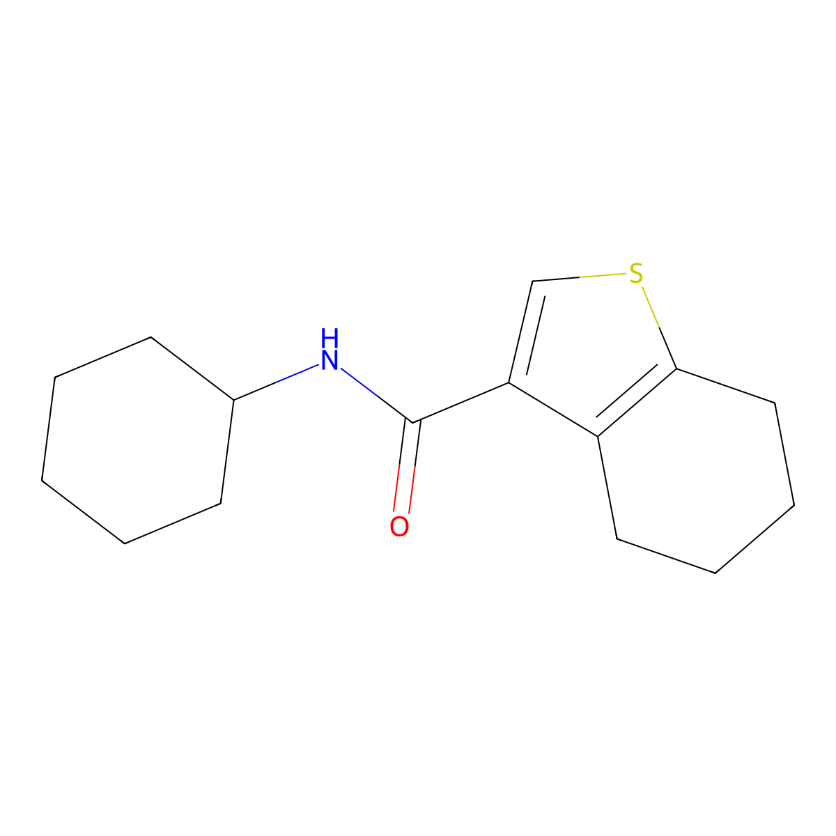 N-cyclohexyl-4,5,6,7-tetrahydro-1-benzothiophene-3-carboxamide molecular structure, CAS 444923-32-4