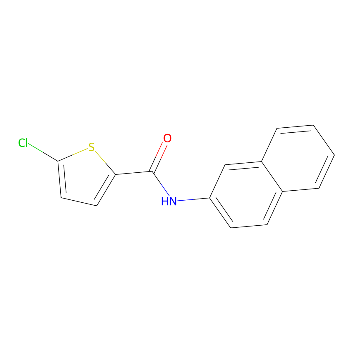 5-chloro-N-naphthalen-2-ylthiophene-2-carboxamide molecular structure, CAS 444923-44-8