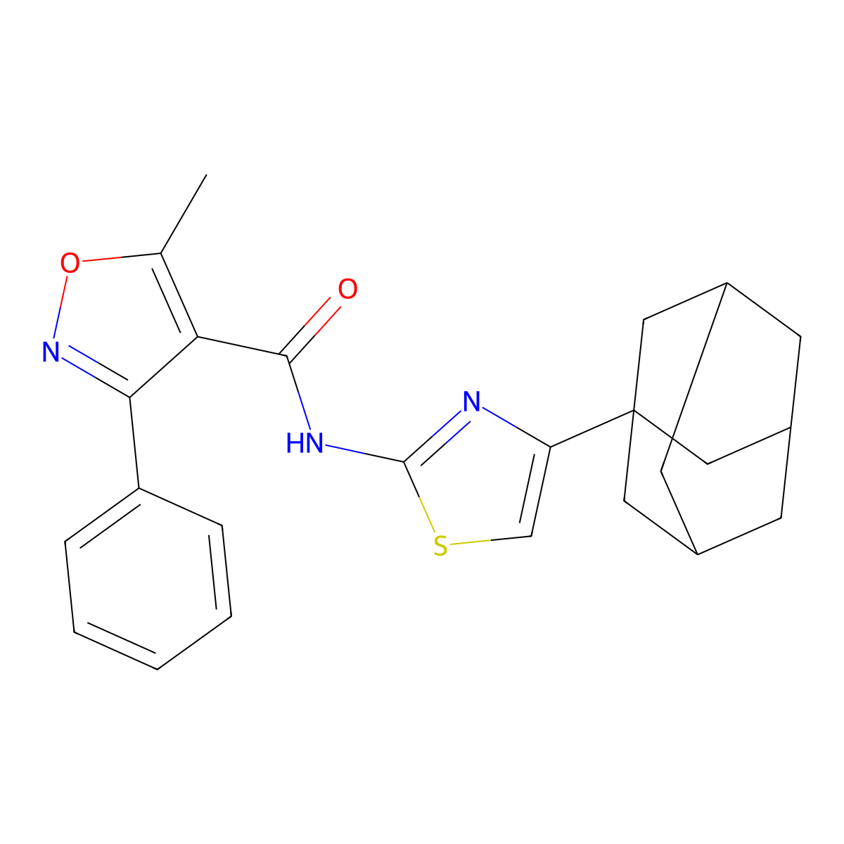 N-[4-(1-Adamantyl)-1,3-thiazol-2-YL]-5-methyl-3-phenyl-4-isoxazolecarboxamide molecular structure, CAS 444923-59-5