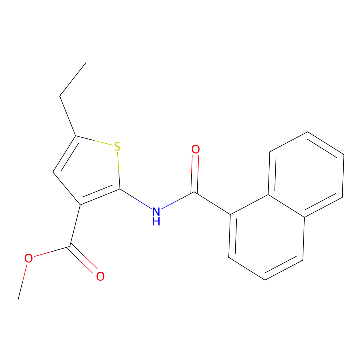 Methyl 5-ethyl-2-(1-naphthoylamino)thiophene-3-carboxylate molecular structure, CAS 444923-62-0