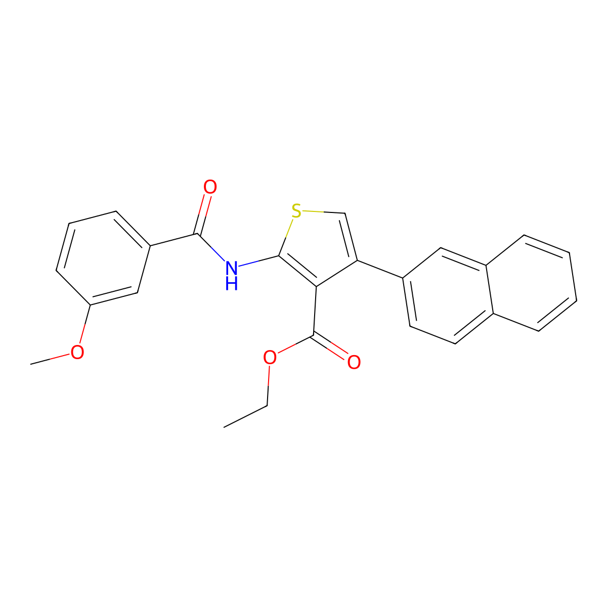 Ethyl 2-[(3-methoxybenzoyl)amino]-4-naphthalen-2-ylthiophene-3-carboxylate molecular structure, CAS 444923-72-2