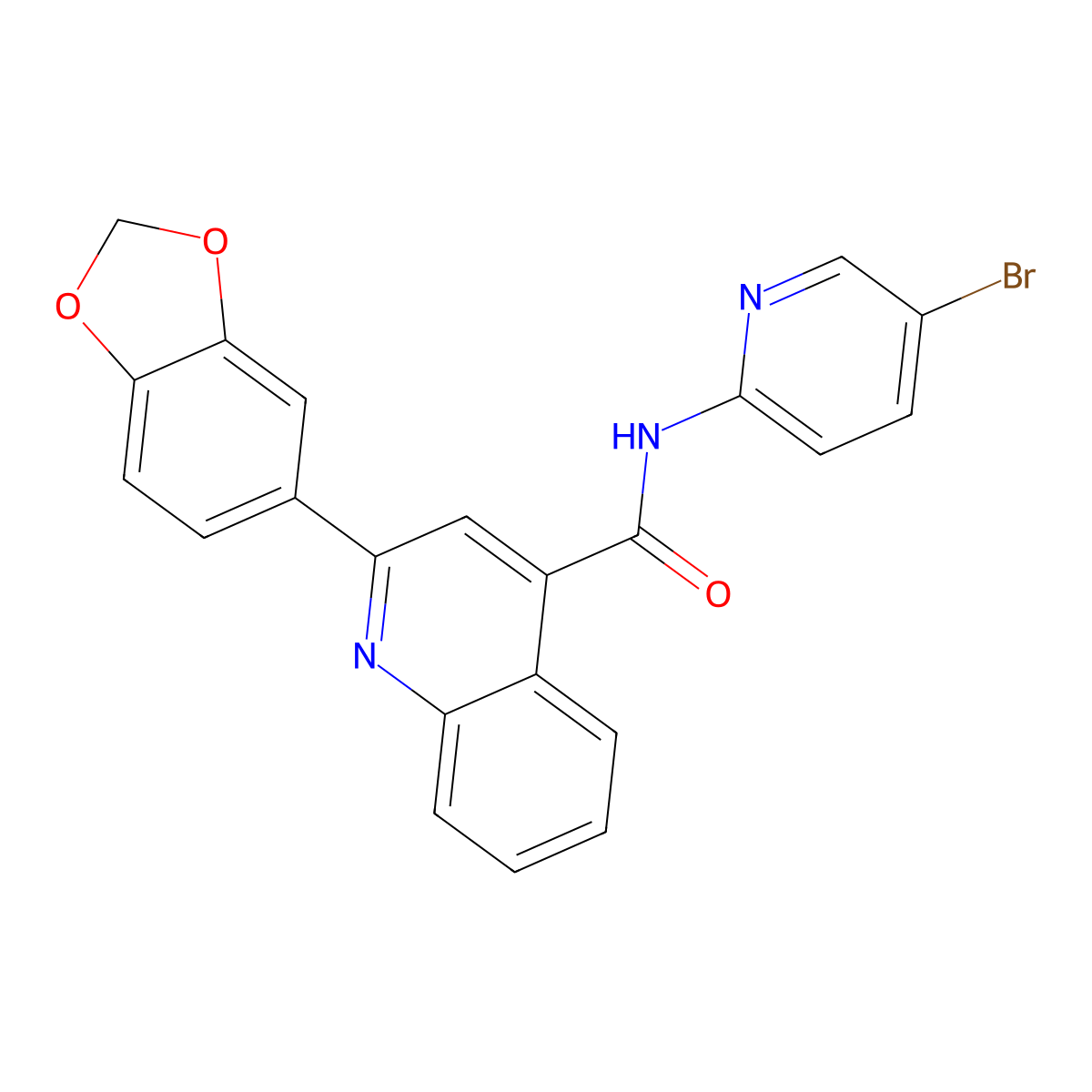 2-(1,3-benzodioxol-5-yl)-N-(5-bromopyridin-2-yl)quinoline-4-carboxamide molecular structure, CAS 444923-81-3