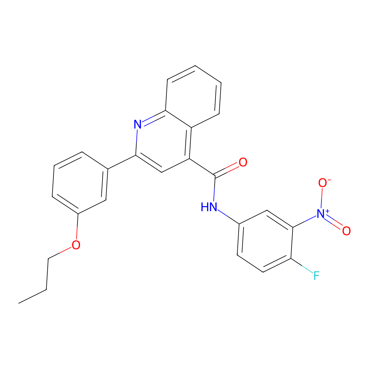 N-(4-fluoro-3-nitrophenyl)-2-(3-propoxyphenyl)quinoline-4-carboxamide molecular structure, CAS 444924-09-8