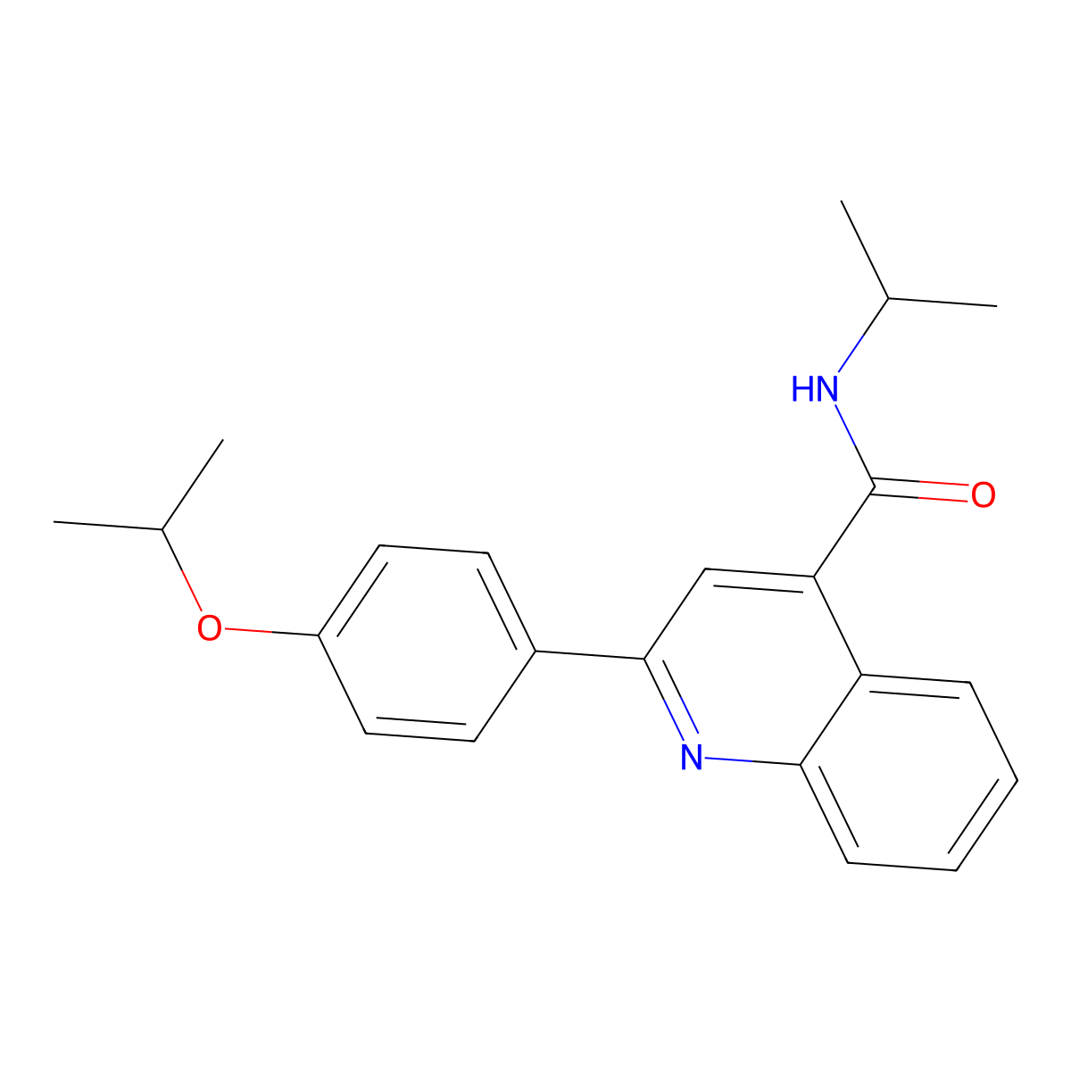 N-propan-2-yl-2-(4-propan-2-yloxyphenyl)quinoline-4-carboxamide molecular structure, CAS 444924-20-3