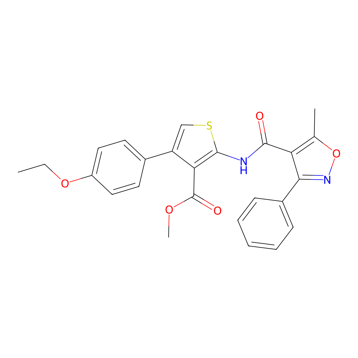 Methyl 4-(4-ethoxyphenyl)-2-{[(5-methyl-3-phenyl-4-isoxazolyl)carbonyl]amino}-3-thiophenecarboxylate molecular structure, CAS 444924-32-7