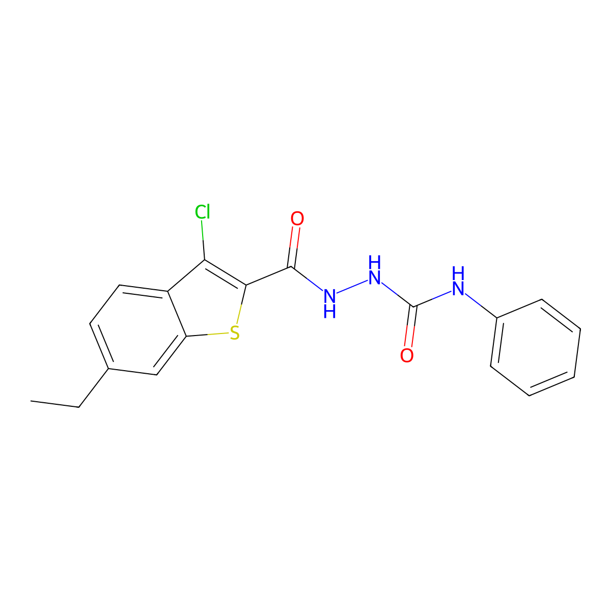 1-[(3-Chloro-6-ethyl-1-benzothiophene-2-carbonyl)amino]-3-phenylurea molecular structure, CAS 444924-45-2