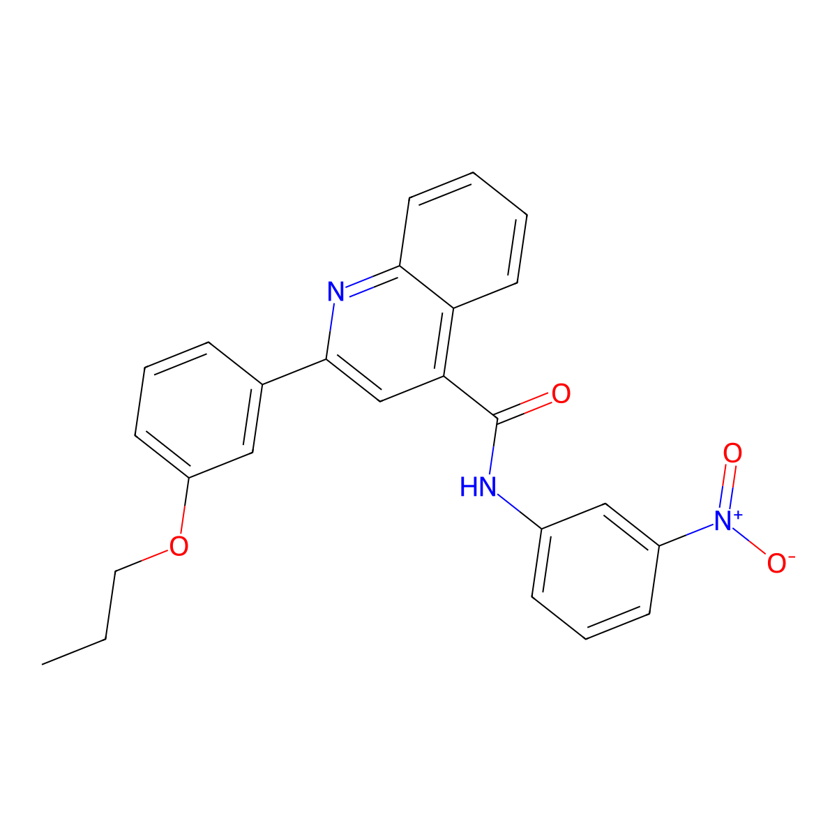 N-(3-nitrophenyl)-2-(3-propoxyphenyl)quinoline-4-carboxamide molecular structure, CAS 444924-81-6