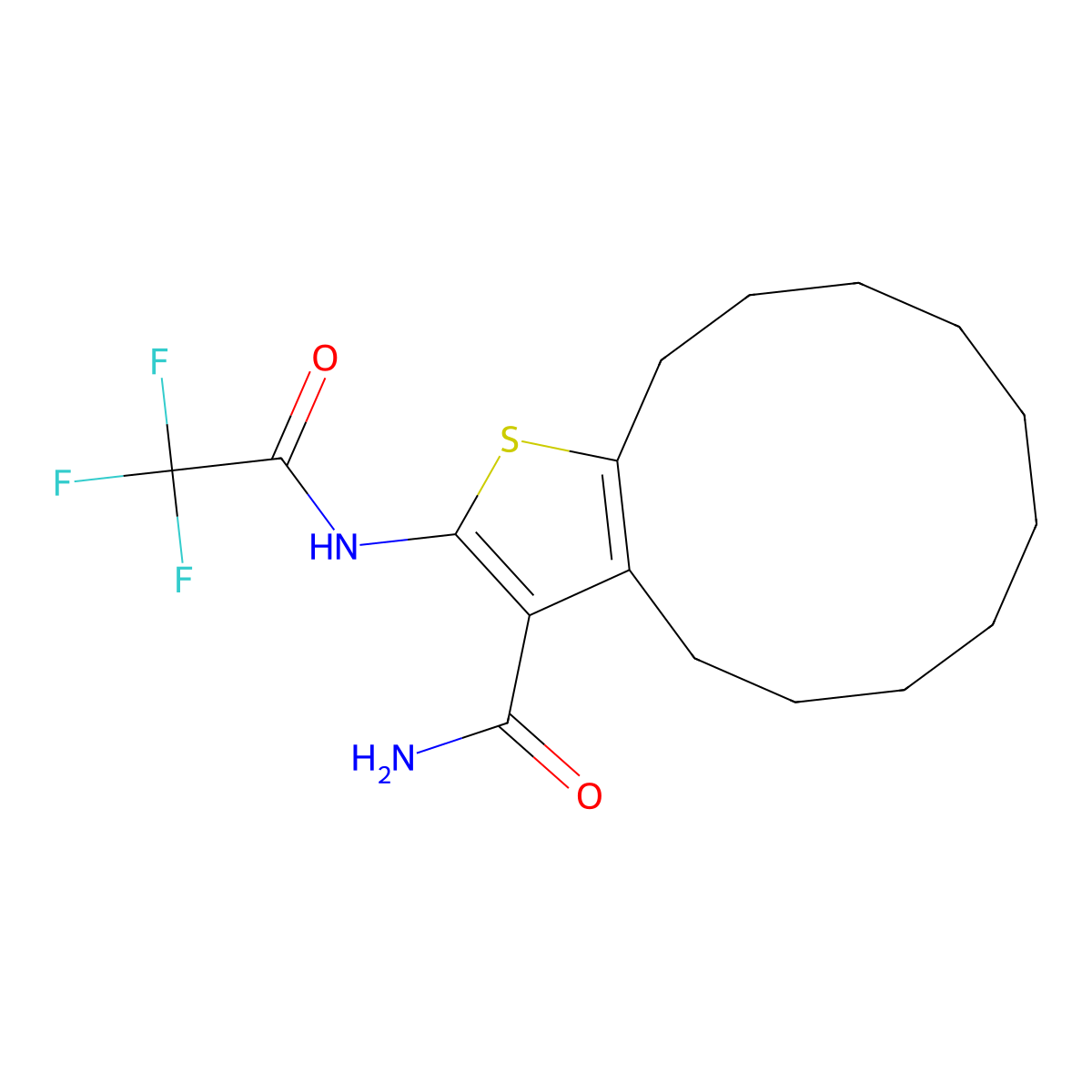 2-[(Trifluoroacetyl)amino]-4,5,6,7,8,9,10,11,12,13-decahydrocyclododeca[b]thiophene-3-carboxamide molecular structure, CAS 444924-86-1