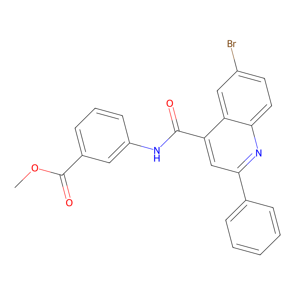 Methyl 3-[(6-bromo-2-phenylquinoline-4-carbonyl)amino]benzoate molecular structure, CAS 444925-14-8