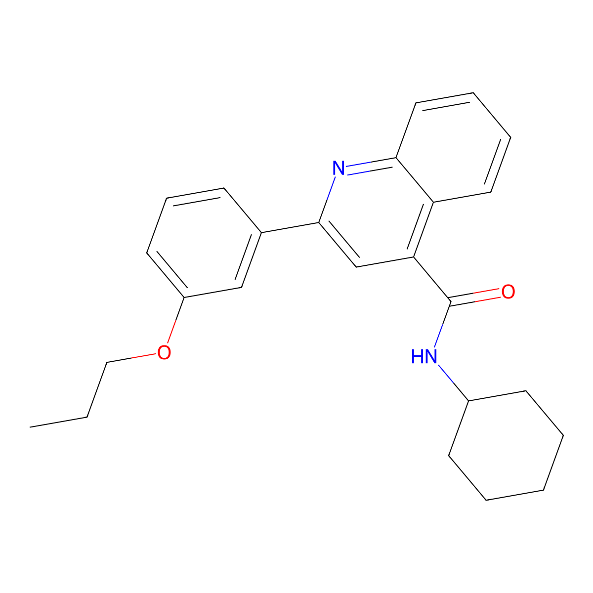 N-cyclohexyl-2-(3-propoxyphenyl)quinoline-4-carboxamide molecular structure, CAS 444925-29-5