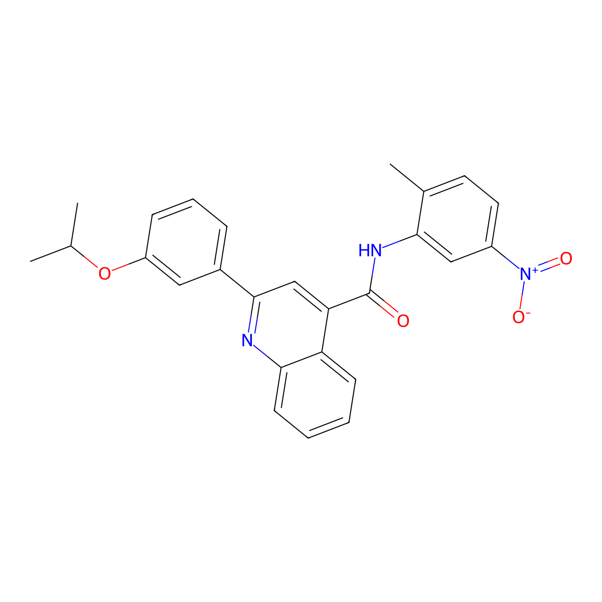 N-(2-methyl-5-nitrophenyl)-2-(3-propan-2-yloxyphenyl)quinoline-4-carboxamide molecular structure, CAS 444925-45-5