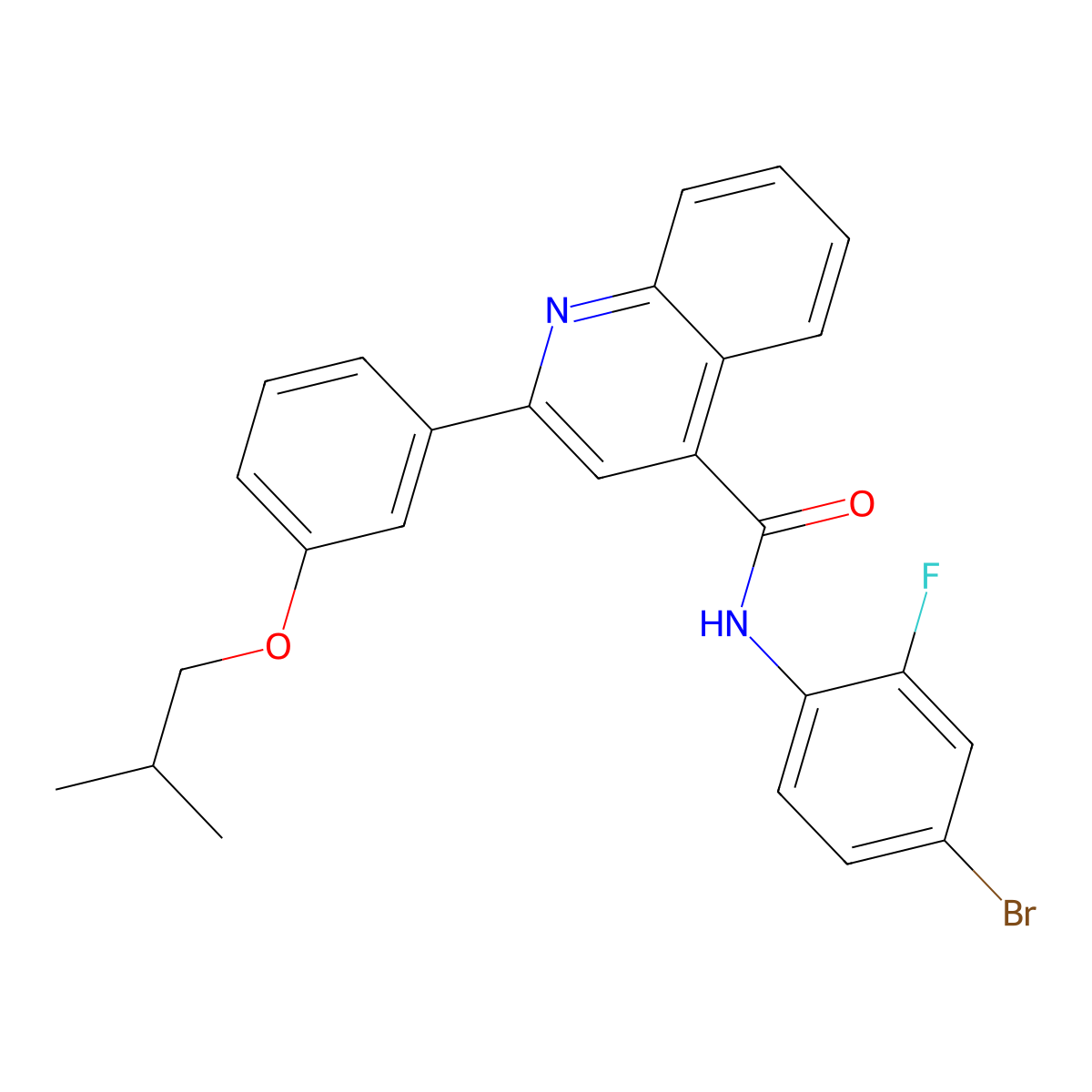 N-(4-bromo-2-fluorophenyl)-2-[3-(2-methylpropoxy)phenyl]quinoline-4-carboxamide molecular structure, CAS 444925-53-5