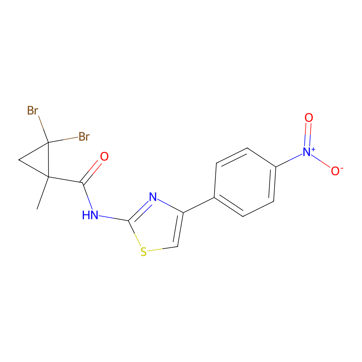 2,2-dibromo-1-methyl-N-[4-(4-nitrophenyl)-1,3-thiazol-2-yl]cyclopropanecarboxamide molecular structure, CAS 444925-72-8