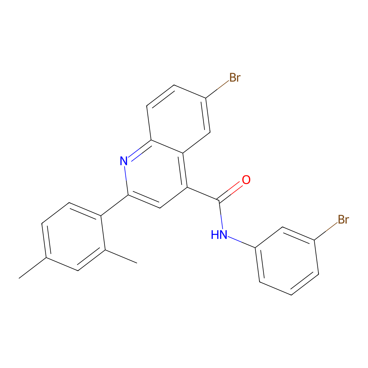 6-bromo-N-(3-bromophenyl)-2-(2,4-dimethylphenyl)quinoline-4-carboxamide molecular structure, CAS 444925-75-1