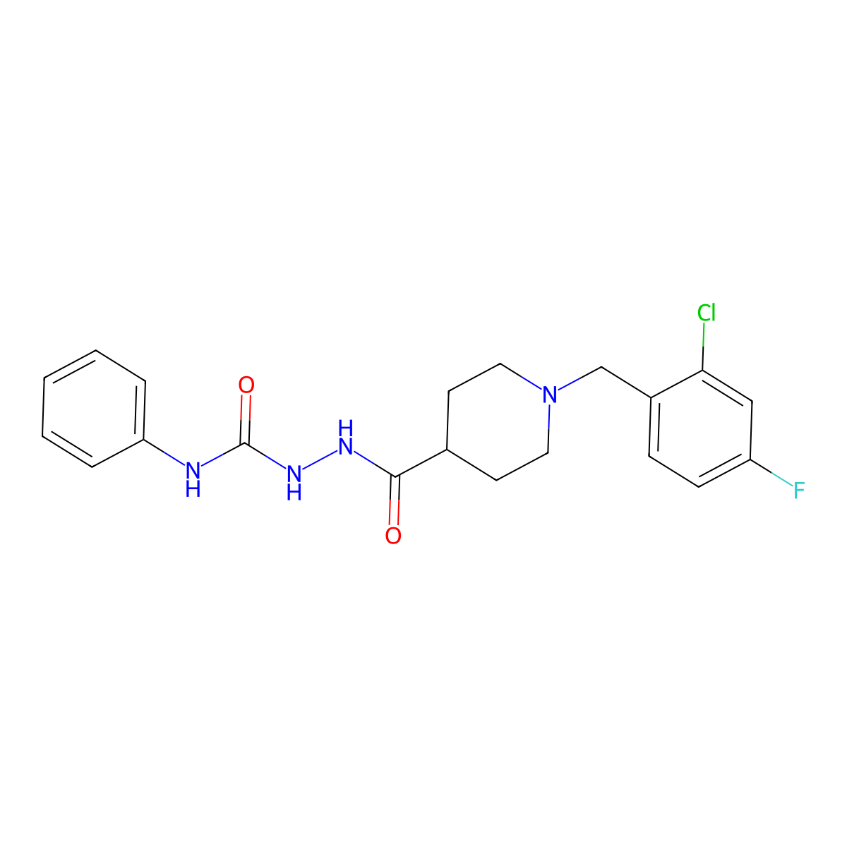 1-[[1-[(2-Chloro-4-fluorophenyl)methyl]piperidine-4-carbonyl]amino]-3-phenylurea molecular structure, CAS 444926-23-2