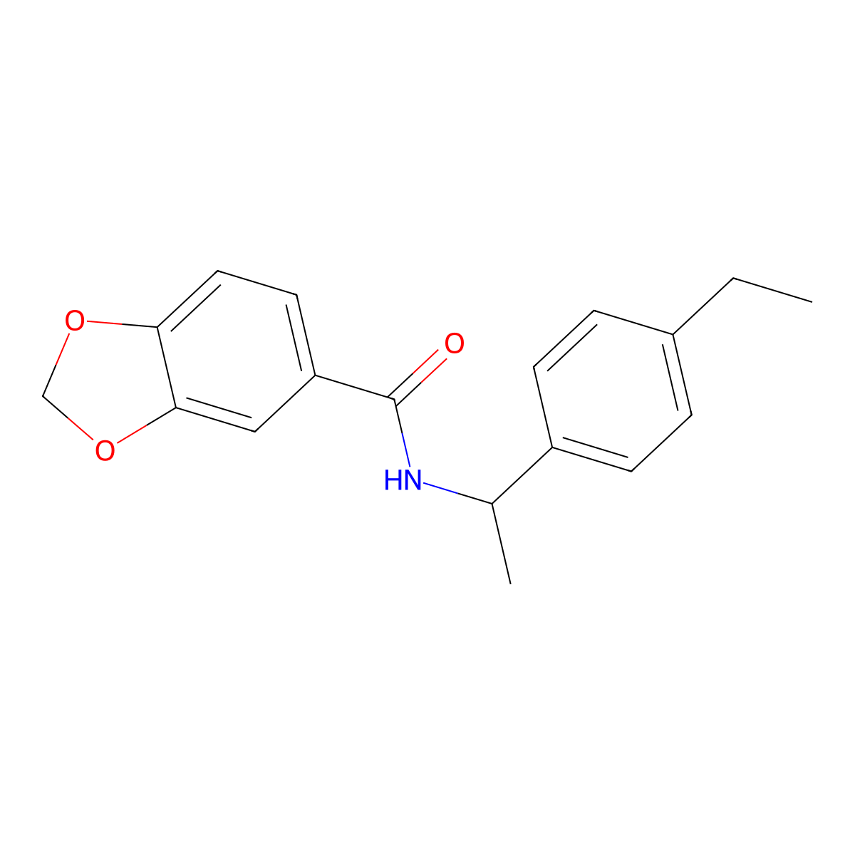 N-[1-(4-ethylphenyl)ethyl]-1,3-benzodioxole-5-carboxamide molecular structure, CAS 444926-24-3