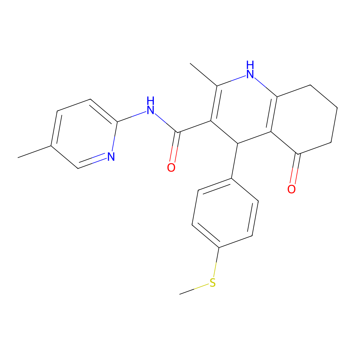 2-methyl-N-(5-methylpyridin-2-yl)-4-(4-methylsulfanylphenyl)-5-oxo-4,6,7,8-tetrahydro-1H-quinoline-3-carboxamide molecular structure, CAS 444926-35-6