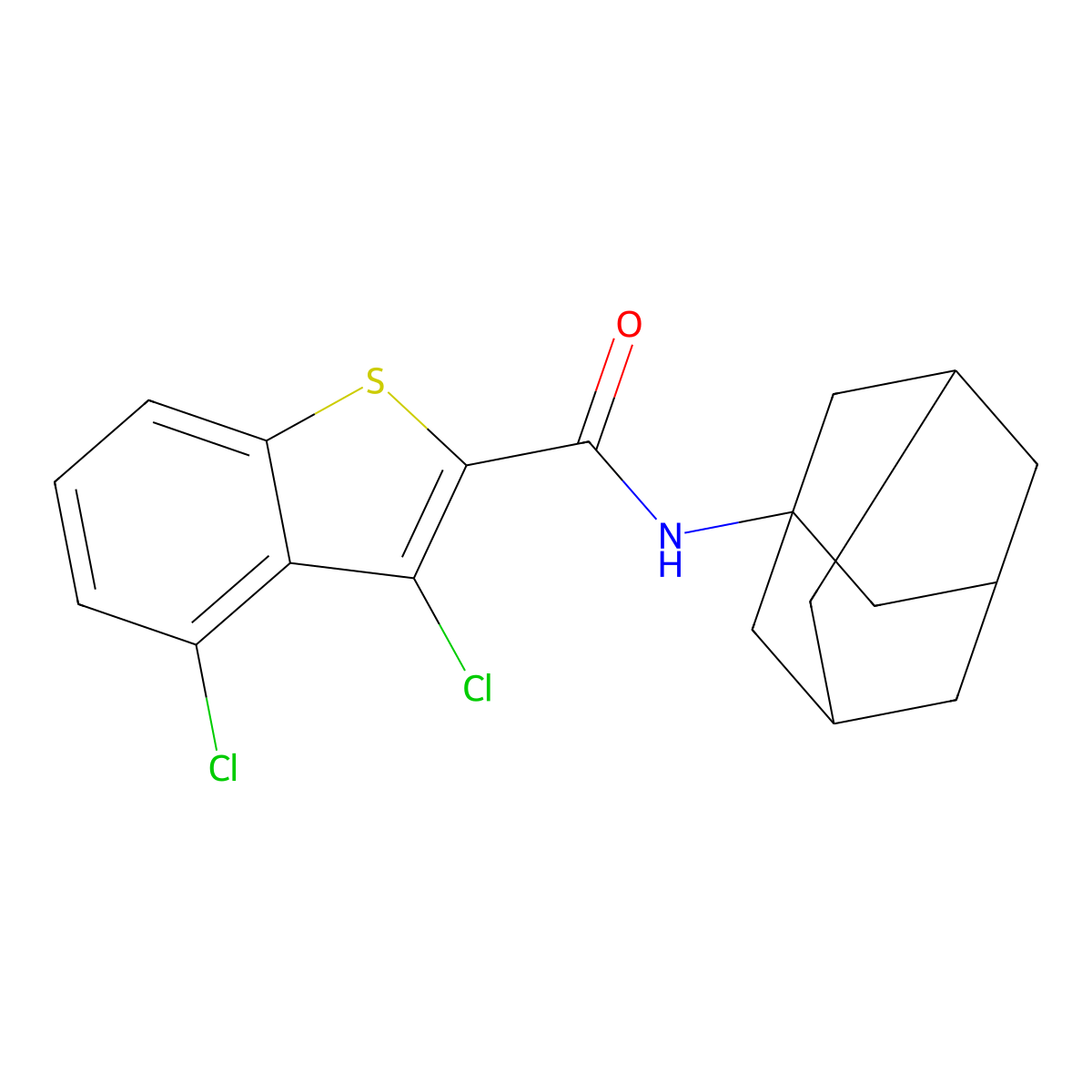 N-(1-adamantyl)-3,4-dichloro-1-benzothiophene-2-carboxamide molecular structure, CAS 444926-44-7