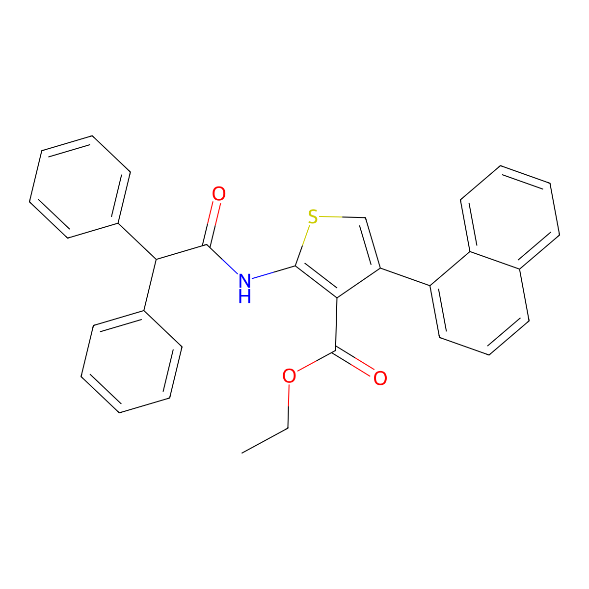 Ethyl 2-[(diphenylacetyl)amino]-4-(1-naphthyl)thiophene-3-carboxylate molecular structure, CAS 444926-48-1