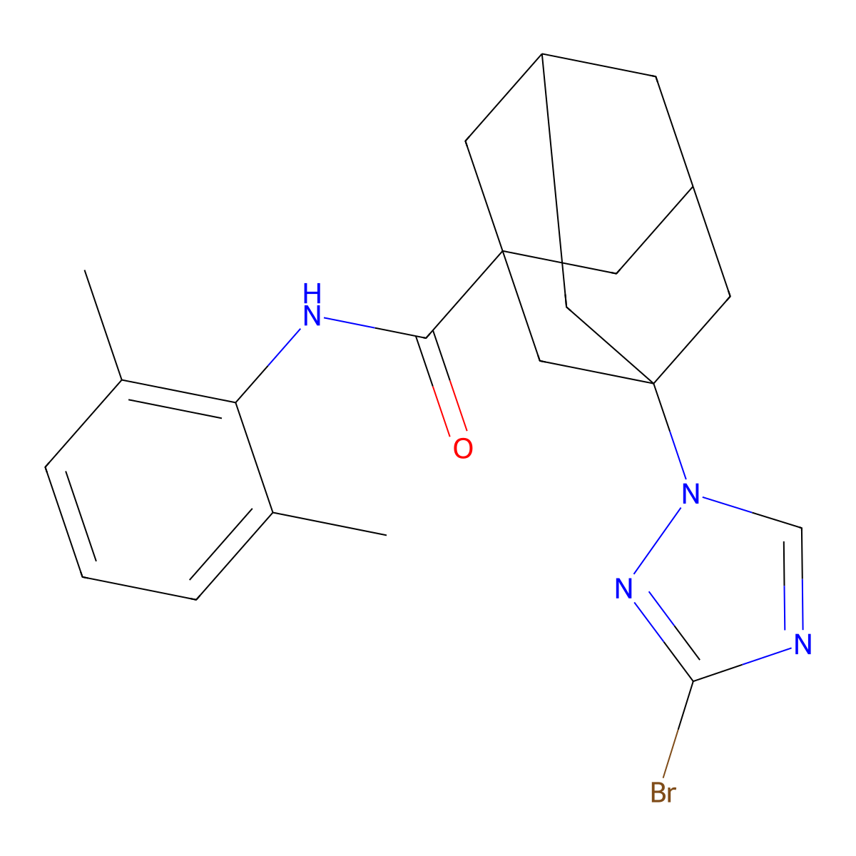 3-(3-bromo-1,2,4-triazol-1-yl)-N-(2,6-dimethylphenyl)adamantane-1-carboxamide molecular structure, CAS 444926-83-4