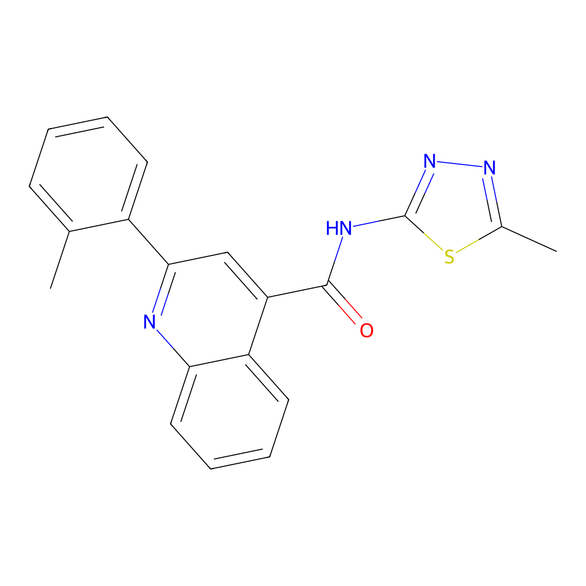 2-(2-methylphenyl)-N-(5-methyl-1,3,4-thiadiazol-2-yl)quinoline-4-carboxamide molecular structure, CAS 444926-84-5
