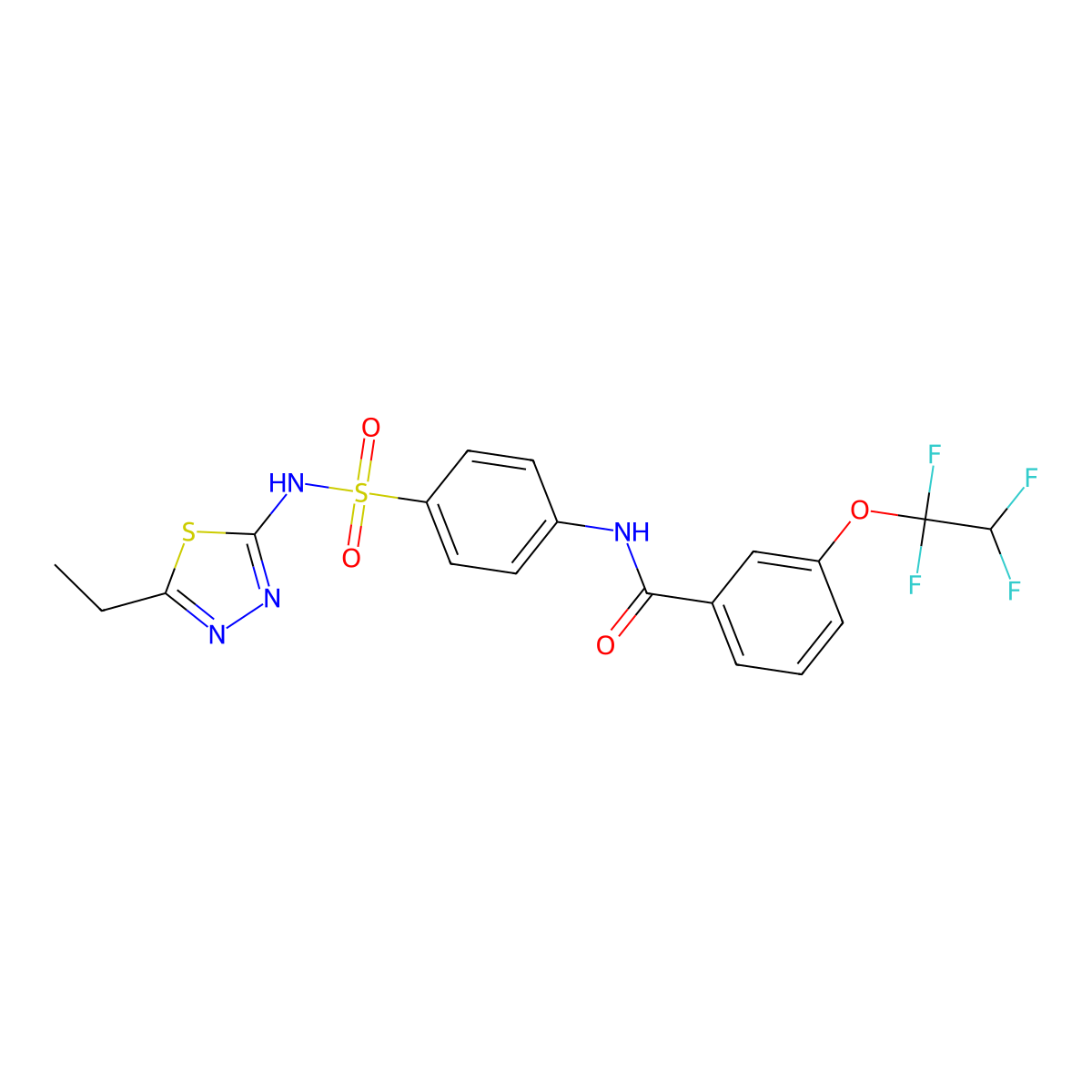 N-[4-[(5-ethyl-1,3,4-thiadiazol-2-yl)sulfamoyl]phenyl]-3-(1,1,2,2-tetrafluoroethoxy)benzamide molecular structure, CAS 444927-14-4
