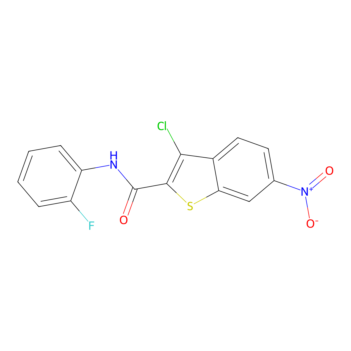 3-chloro-N-(2-fluorophenyl)-6-nitro-1-benzothiophene-2-carboxamide molecular structure, CAS 444927-24-6