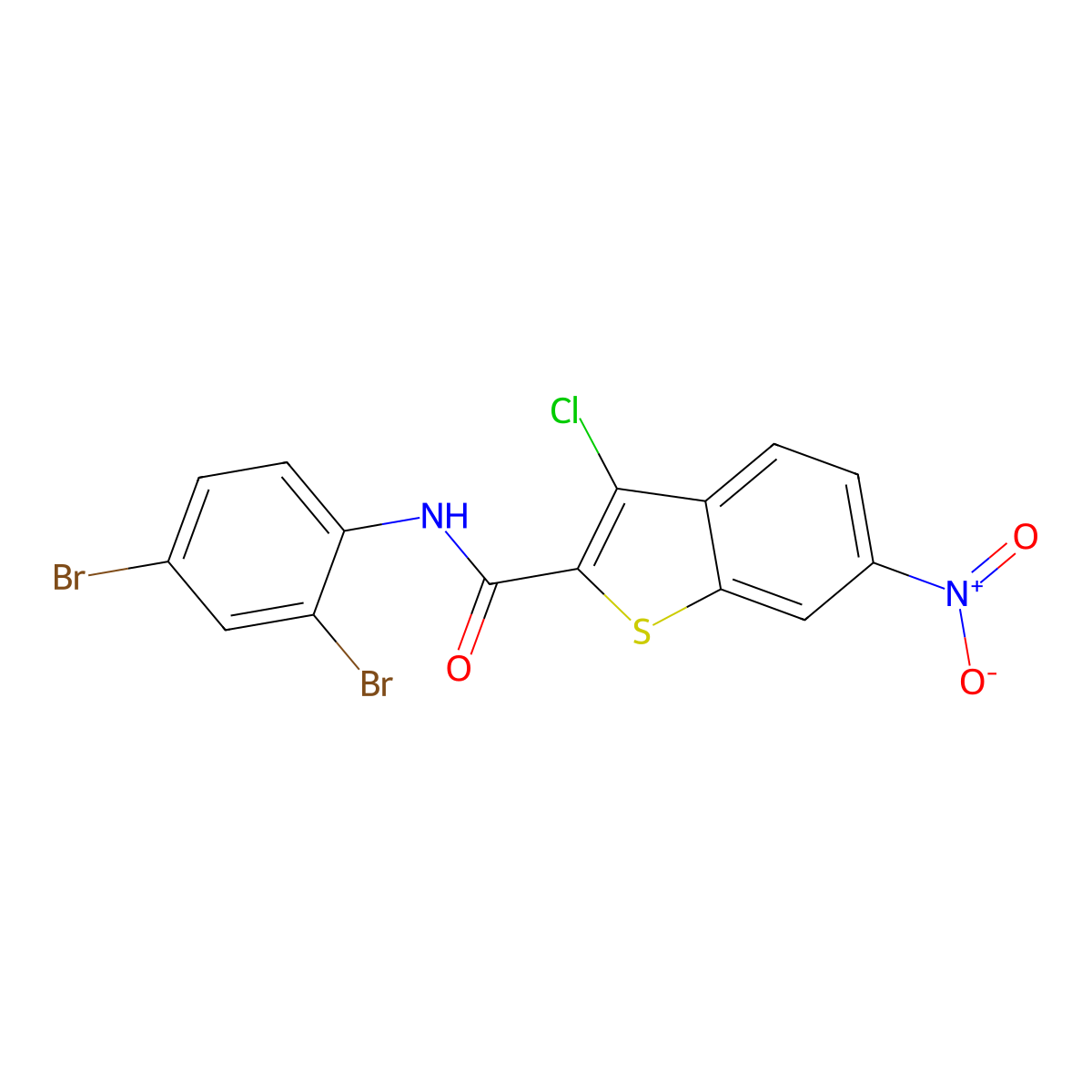 3-chloro-N-(2,4-dibromophenyl)-6-nitro-1-benzothiophene-2-carboxamide molecular structure, CAS 444927-31-5