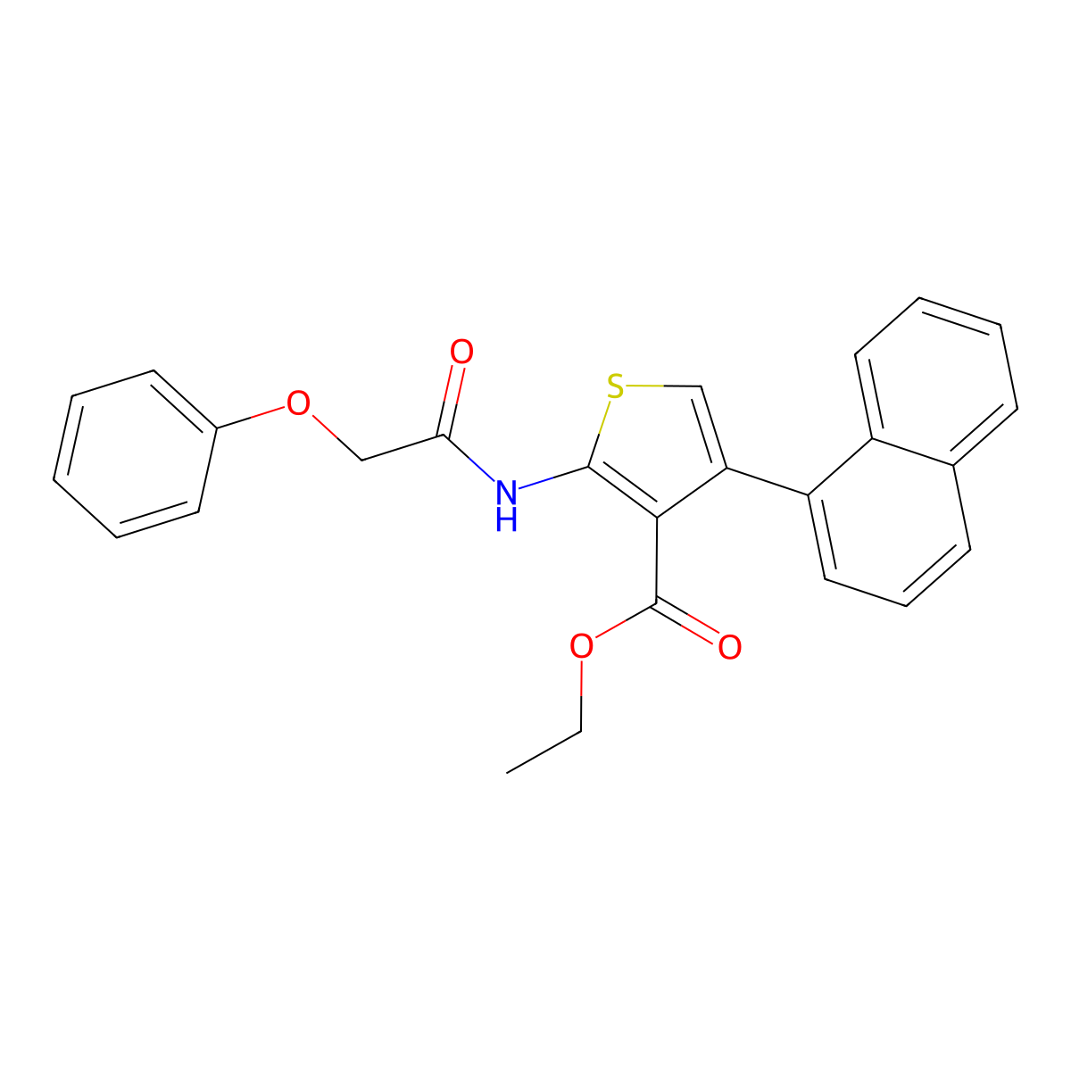 Ethyl 4-(1-naphthyl)-2-[(phenoxyacetyl)amino]-3-thiophenecarboxylate molecular structure, CAS 444927-43-9