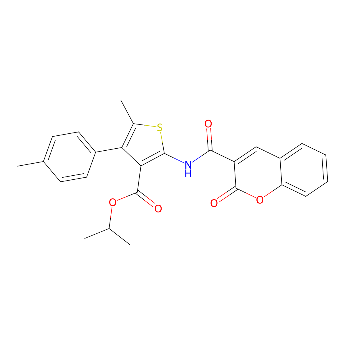Propan-2-yl 5-methyl-4-(4-methylphenyl)-2-[(2-oxochromene-3-carbonyl)amino]thiophene-3-carboxylate molecular structure, CAS 444927-53-1