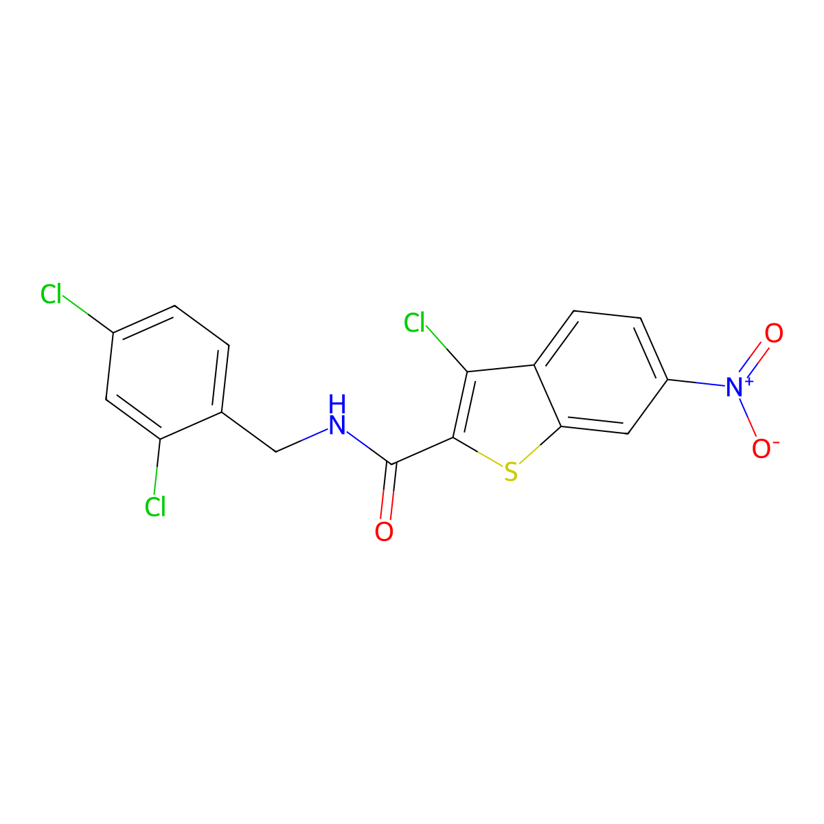 3-chloro-N-(2,4-dichlorobenzyl)-6-nitro-1-benzothiophene-2-carboxamide molecular structure, CAS 444927-71-3