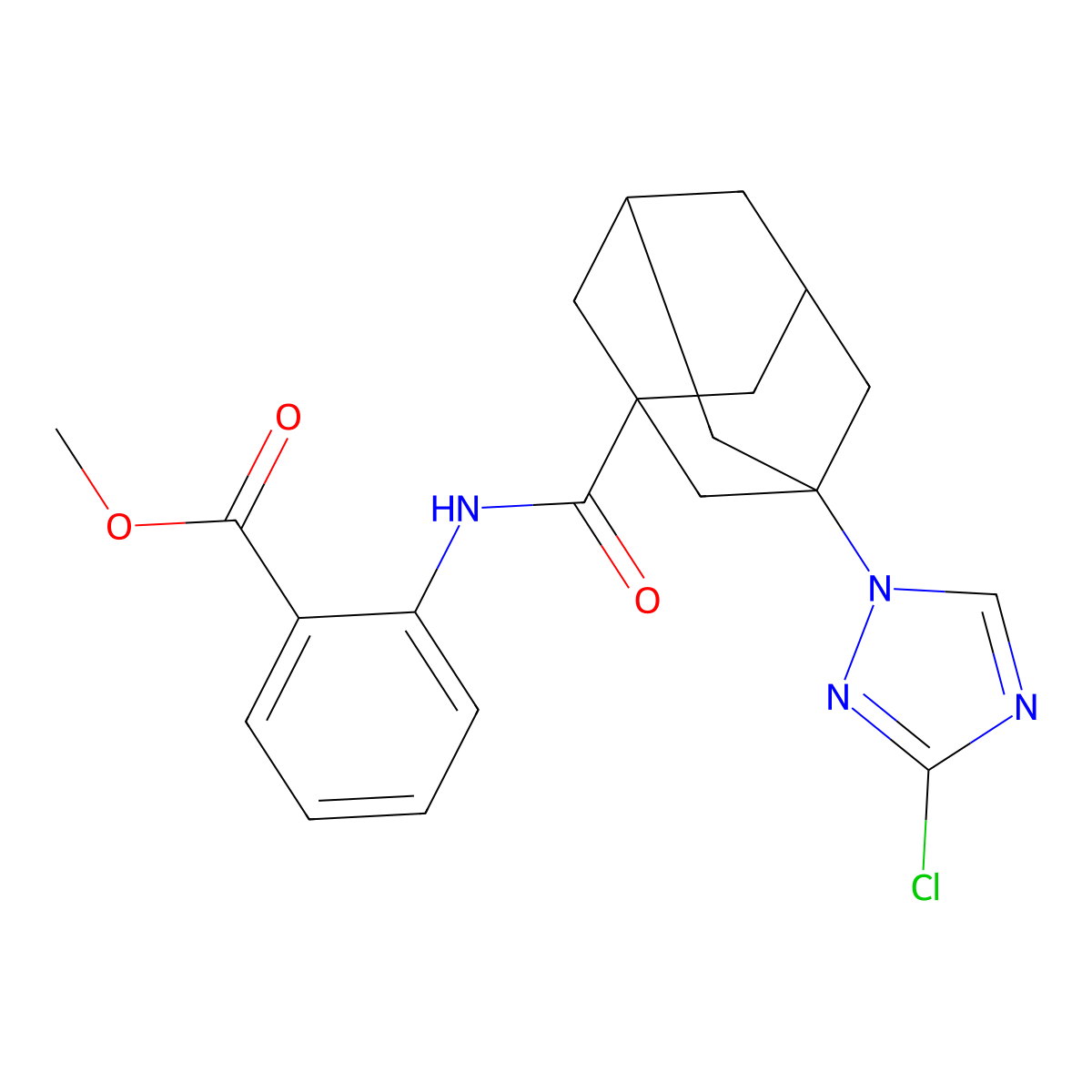 methyl 2-({[3-(3-chloro-1H-1,2,4-triazol-1-yl)-1-adamantyl]carbonyl}amino)benzoate molecular structure, CAS 444927-74-6