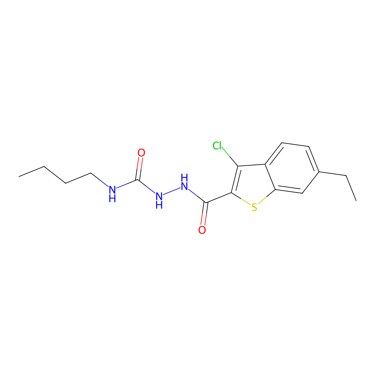 1-Butyl-3-[(3-chloro-6-ethyl-1-benzothiophene-2-carbonyl)amino]urea molecular structure, CAS 444927-79-1