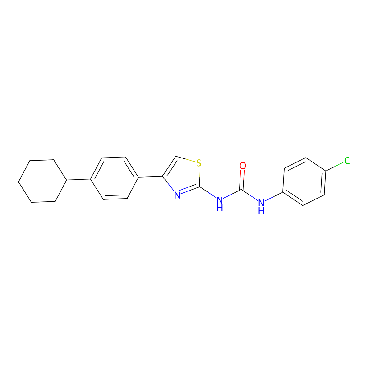 1-(4-Chlorophenyl)-3-[4-(4-cyclohexylphenyl)-1,3-thiazol-2-yl]urea molecular structure, CAS 444927-93-9
