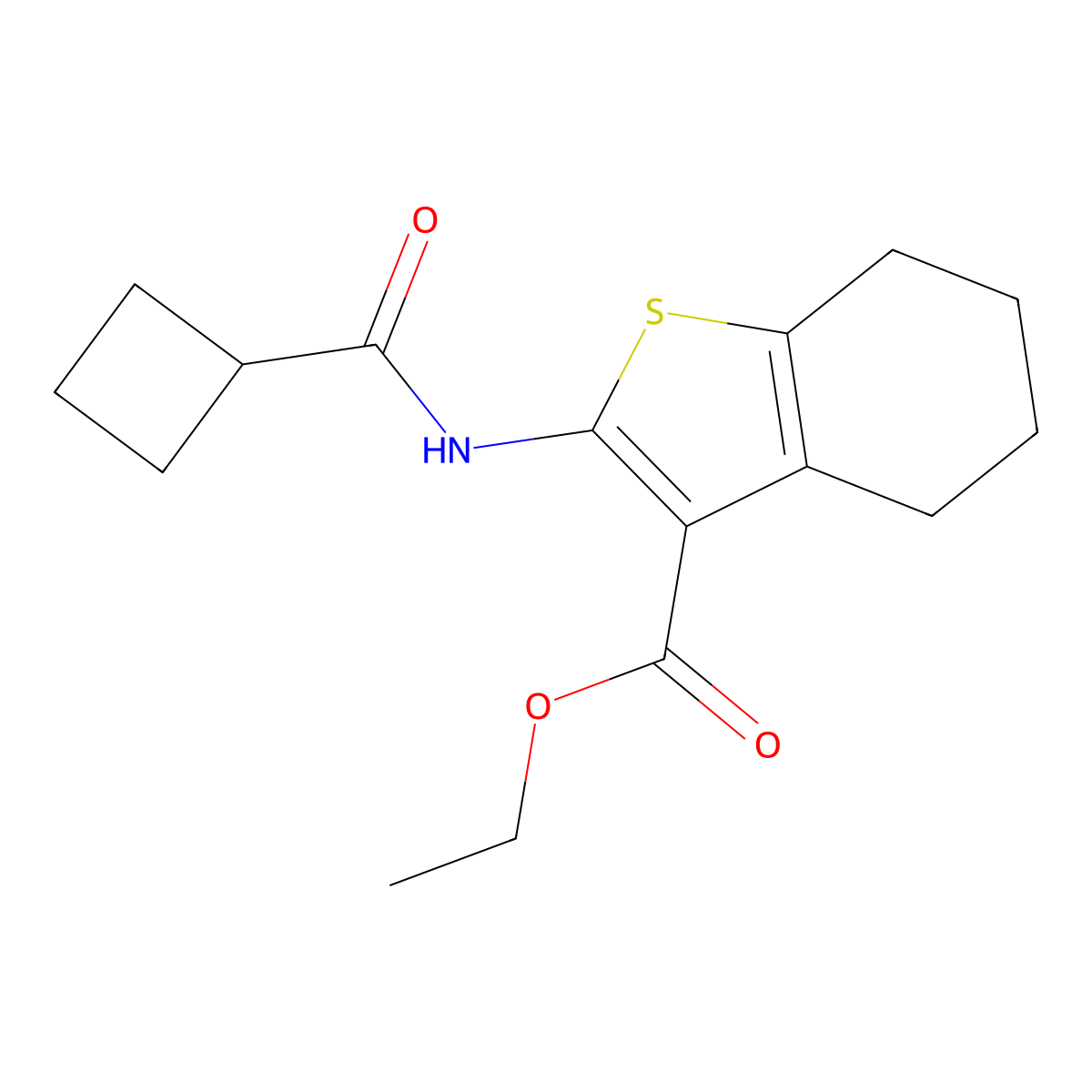 Ethyl 2-[(cyclobutylcarbonyl)amino]-4,5,6,7-tetrahydro-1-benzothiophene-3-carboxylate molecular structure, CAS 444928-20-5