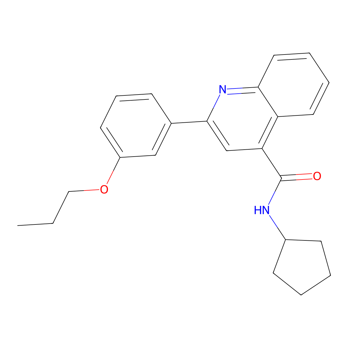 N-cyclopentyl-2-(3-propoxyphenyl)quinoline-4-carboxamide molecular structure, CAS 444928-30-7