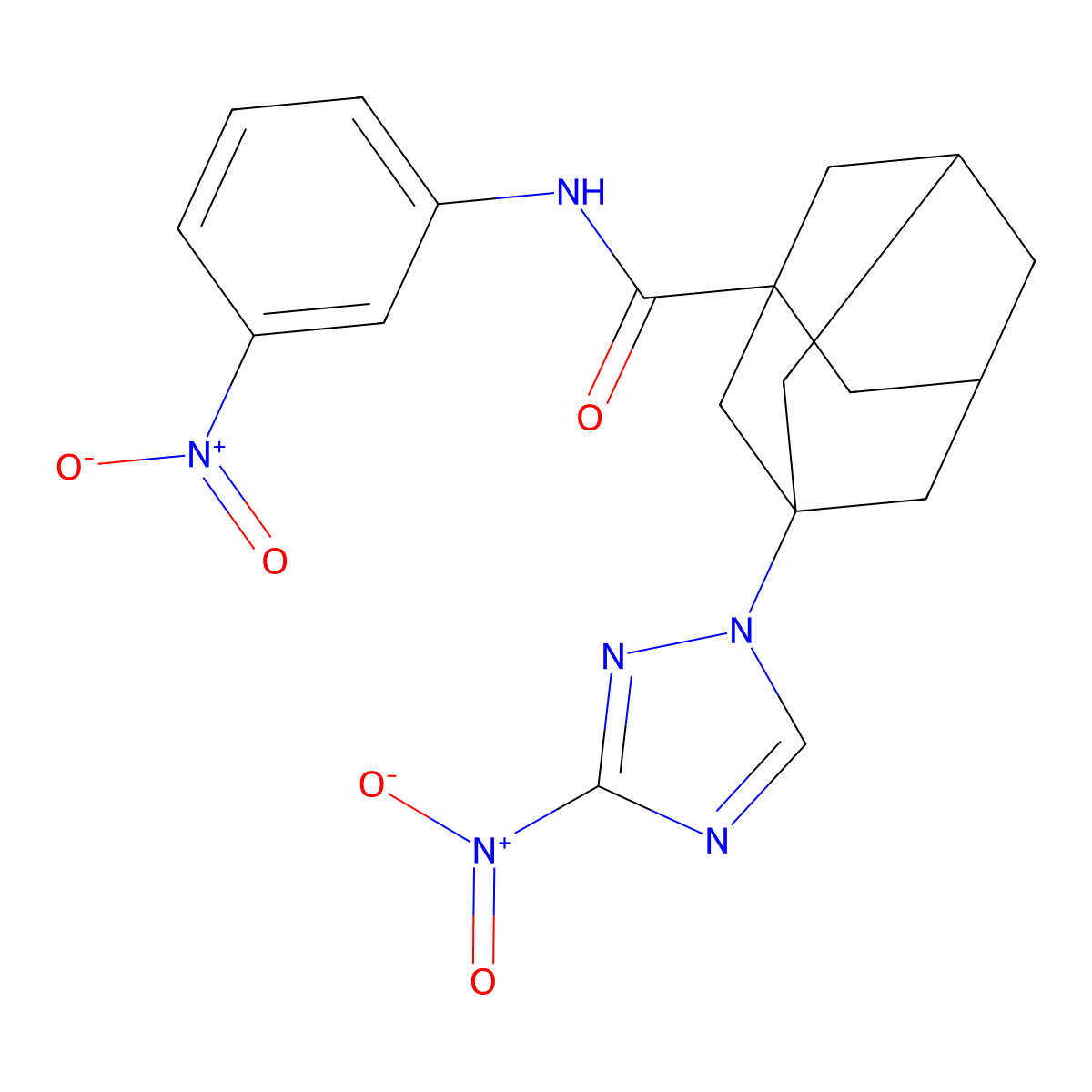 N-(3-nitrophenyl)-3-(3-nitro-1,2,4-triazol-1-yl)adamantane-1-carboxamide molecular structure, CAS 444930-81-8