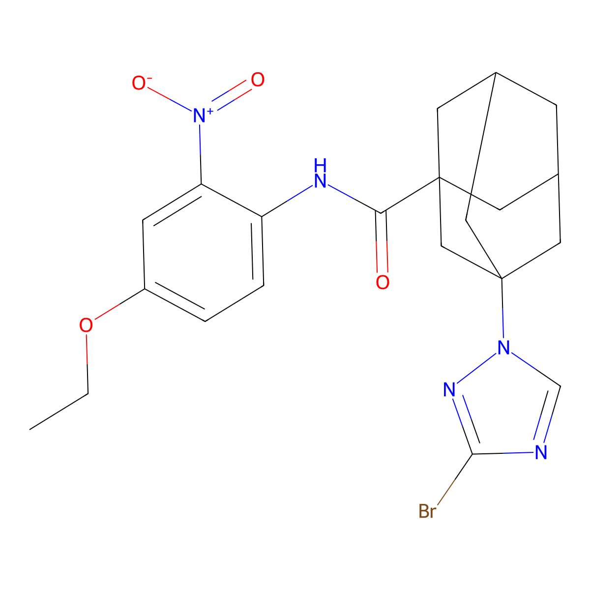 3-(3-bromo-1,2,4-triazol-1-yl)-N-(4-ethoxy-2-nitrophenyl)adamantane-1-carboxamide molecular structure, CAS 444930-85-2
