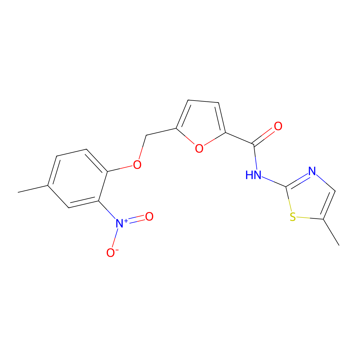 5-[(4-methyl-2-nitrophenoxy)methyl]-N-(5-methyl-1,3-thiazol-2-yl)furan-2-carboxamide molecular structure, CAS 444930-92-1
