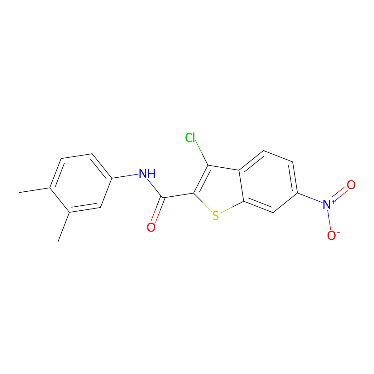 3-chloro-N-(3,4-dimethylphenyl)-6-nitro-1-benzothiophene-2-carboxamide molecular structure, CAS 444930-93-2