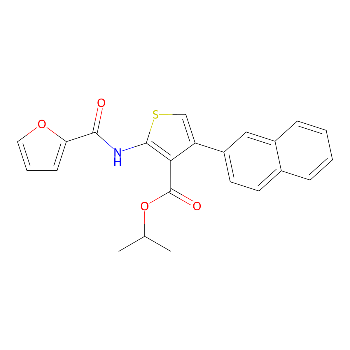 Isopropyl 2-(2-furoylamino)-4-(2-naphthyl)-3-thiophenecarboxylate molecular structure, CAS 444930-97-6