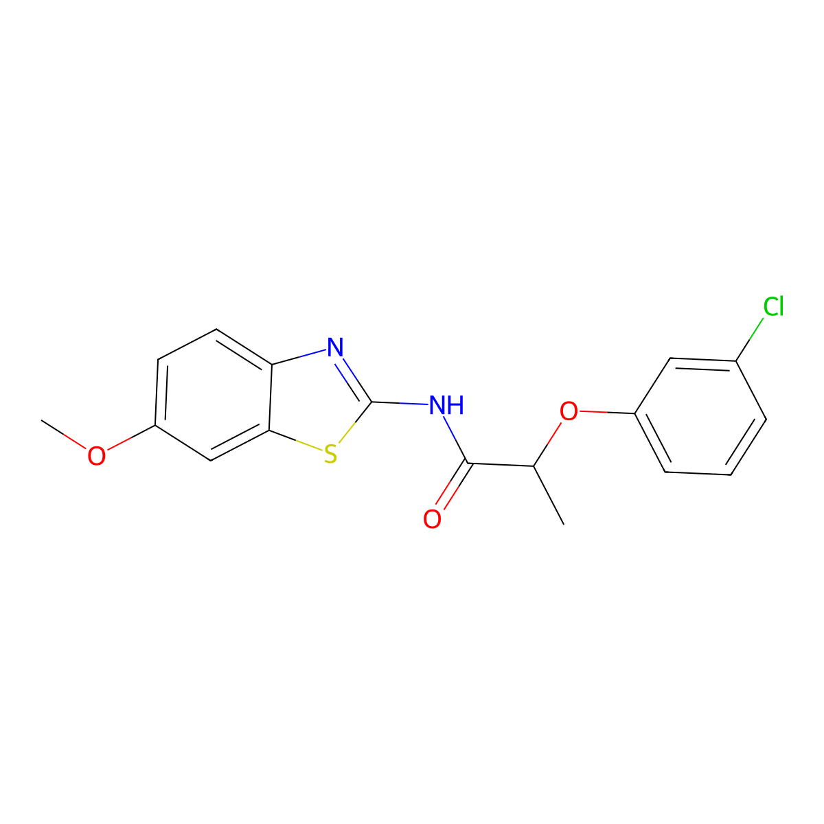 2-(3-chlorophenoxy)-N-(6-methoxy-1,3-benzothiazol-2-yl)propanamide molecular structure, CAS 444931-03-7