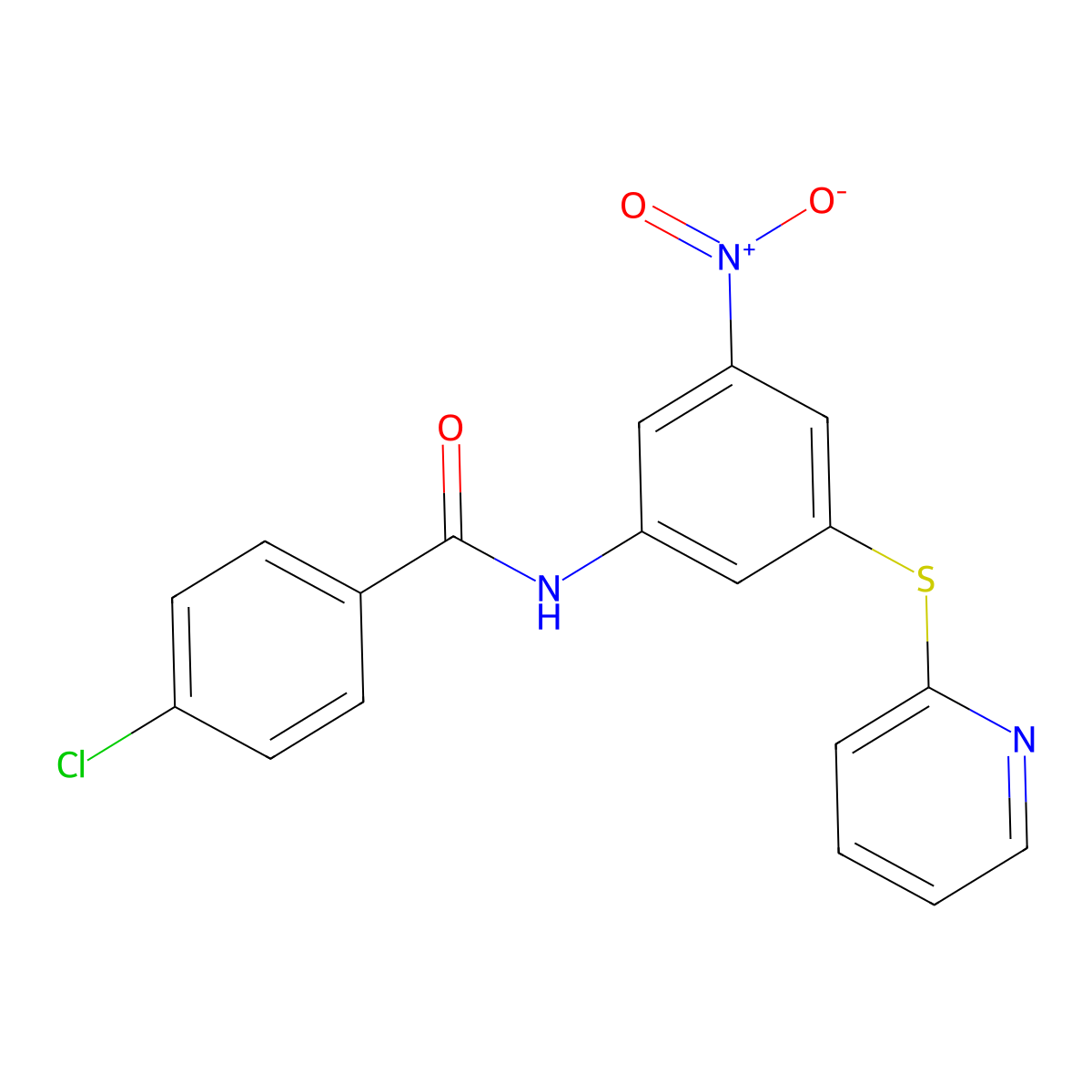 4-chloro-N-(3-nitro-5-pyridin-2-ylsulfanylphenyl)benzamide molecular structure, CAS 444931-06-0