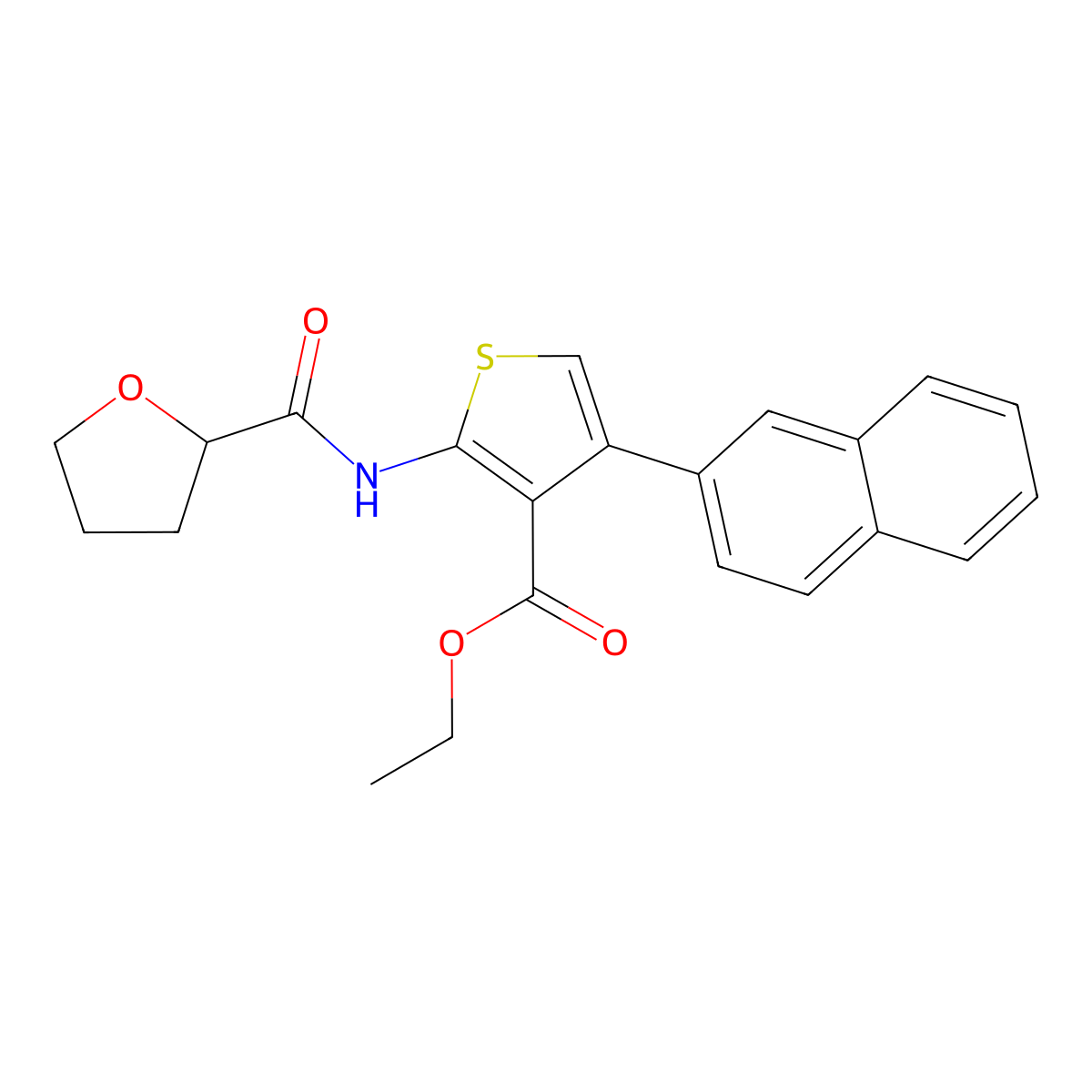 Ethyl 4-naphthalen-2-yl-2-(oxolane-2-carbonylamino)thiophene-3-carboxylate molecular structure, CAS 444931-07-1