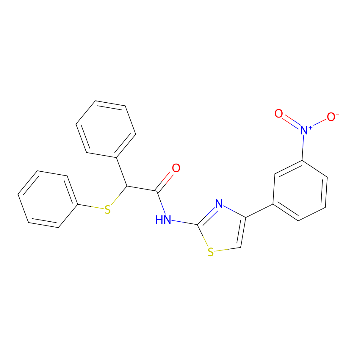 N-[4-(3-nitrophenyl)-1,3-thiazol-2-yl]-2-phenyl-2-phenylsulfanylacetamide molecular structure, CAS 444931-17-3